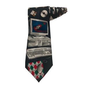 Tabasco Sauce Logo Vintage 90’s Computer Floppy Disk Keyboard Silk Necktie